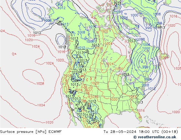 pressão do solo ECMWF Ter 28.05.2024 18 UTC