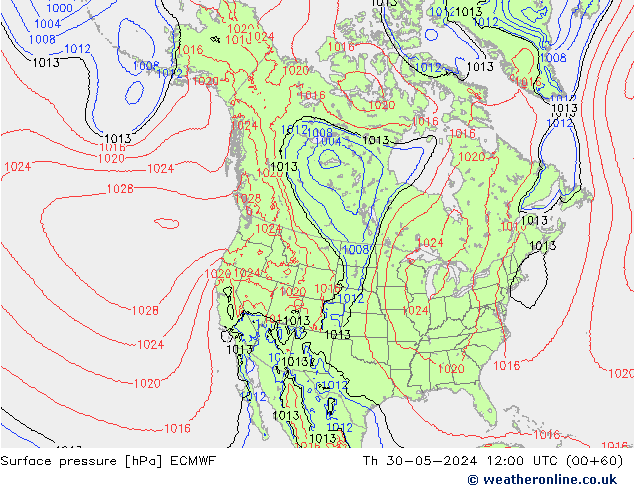 Surface pressure ECMWF Th 30.05.2024 12 UTC