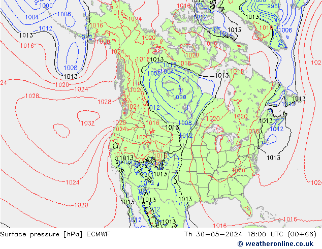 Luchtdruk (Grond) ECMWF do 30.05.2024 18 UTC