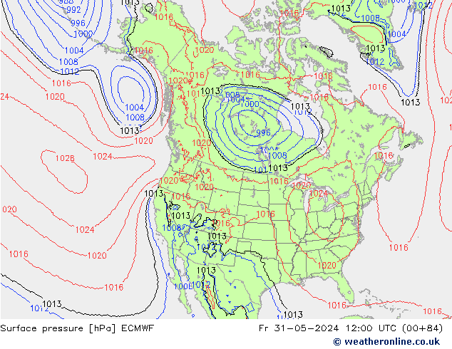 Pressione al suolo ECMWF ven 31.05.2024 12 UTC