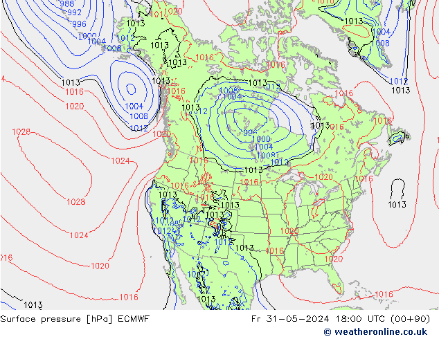pression de l'air ECMWF ven 31.05.2024 18 UTC