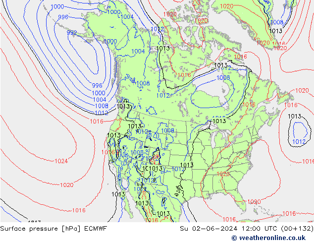 Yer basıncı ECMWF Paz 02.06.2024 12 UTC