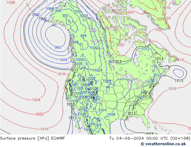 Yer basıncı ECMWF Sa 04.06.2024 00 UTC