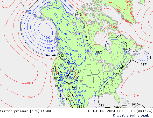 Surface pressure ECMWF Tu 04.06.2024 06 UTC