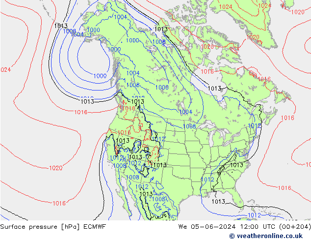 Surface pressure ECMWF We 05.06.2024 12 UTC