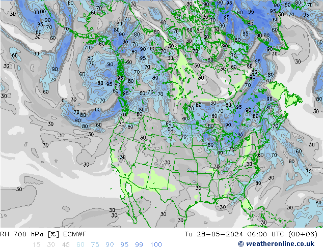 RH 700 hPa ECMWF Di 28.05.2024 06 UTC