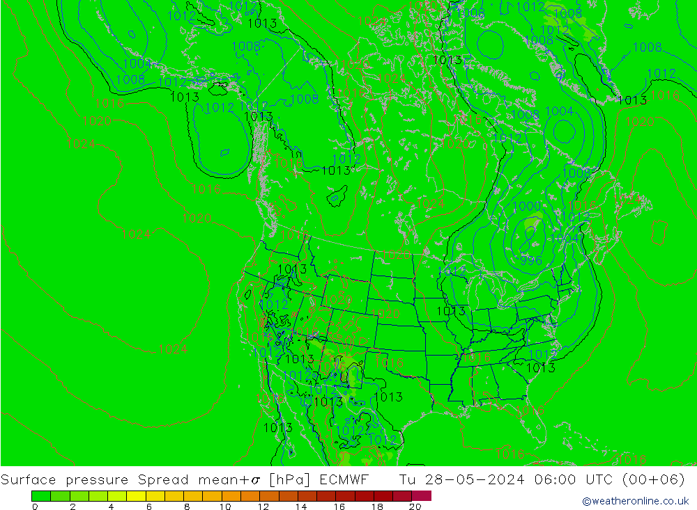 Bodendruck Spread ECMWF Di 28.05.2024 06 UTC