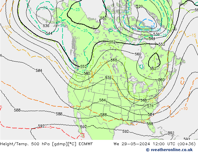 Géop./Temp. 500 hPa ECMWF mer 29.05.2024 12 UTC