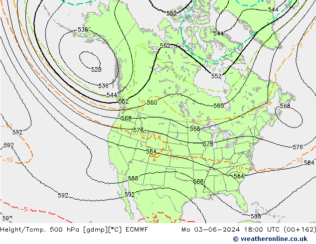 Height/Temp. 500 hPa ECMWF Mo 03.06.2024 18 UTC