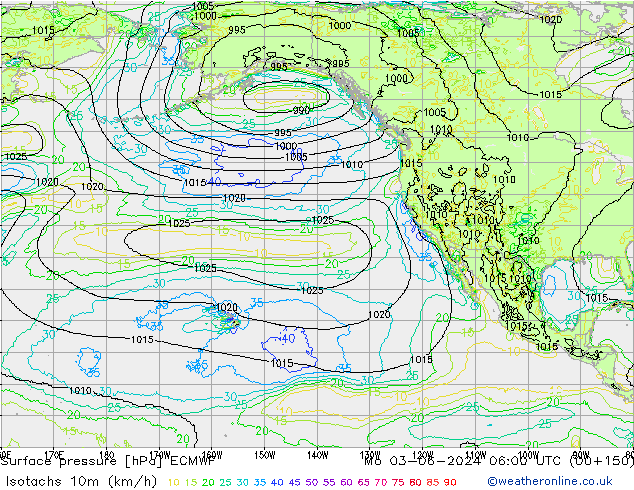 Isotachs (kph) ECMWF Seg 03.06.2024 06 UTC