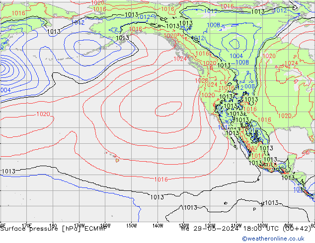 Atmosférický tlak ECMWF St 29.05.2024 18 UTC