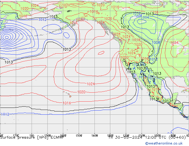 Pressione al suolo ECMWF gio 30.05.2024 12 UTC