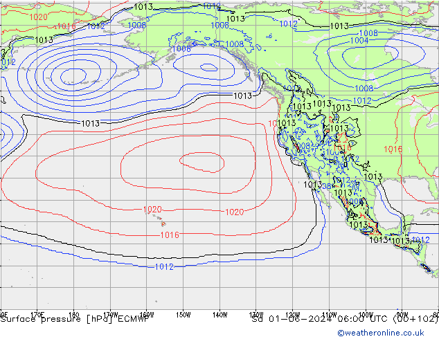 Pressione al suolo ECMWF sab 01.06.2024 06 UTC