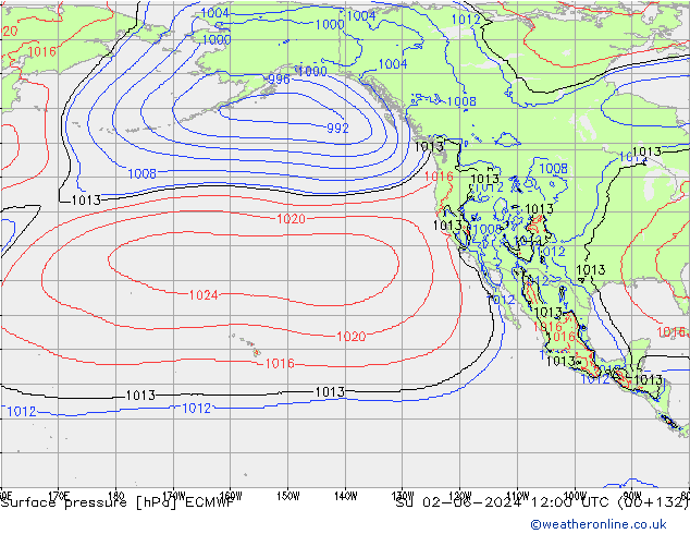 Yer basıncı ECMWF Paz 02.06.2024 12 UTC