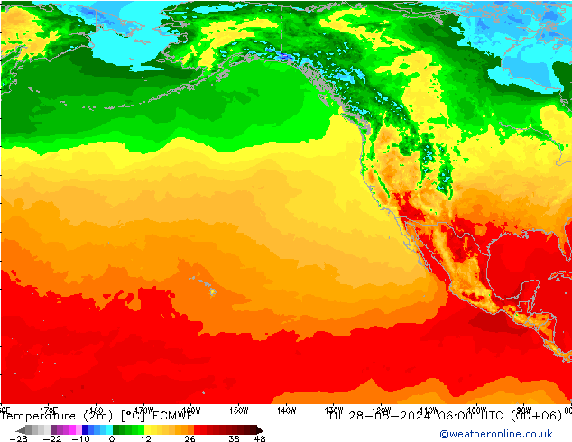 Temperature (2m) ECMWF Tu 28.05.2024 06 UTC