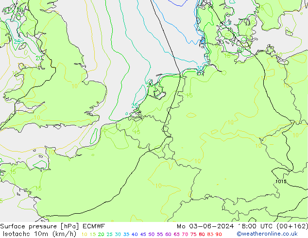 Isotachs (kph) ECMWF Mo 03.06.2024 18 UTC