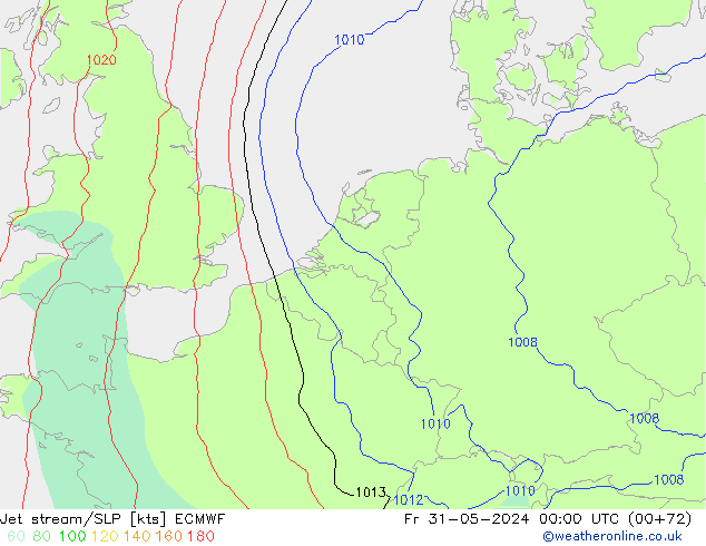 Corriente en chorro ECMWF vie 31.05.2024 00 UTC