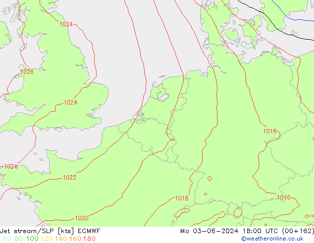 Jet stream/SLP ECMWF Mo 03.06.2024 18 UTC