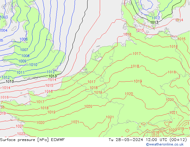 Presión superficial ECMWF mar 28.05.2024 12 UTC