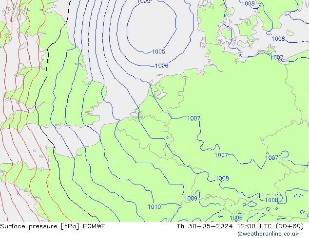 Bodendruck ECMWF Do 30.05.2024 12 UTC