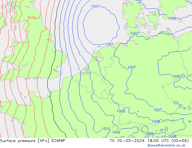 Bodendruck ECMWF Do 30.05.2024 18 UTC