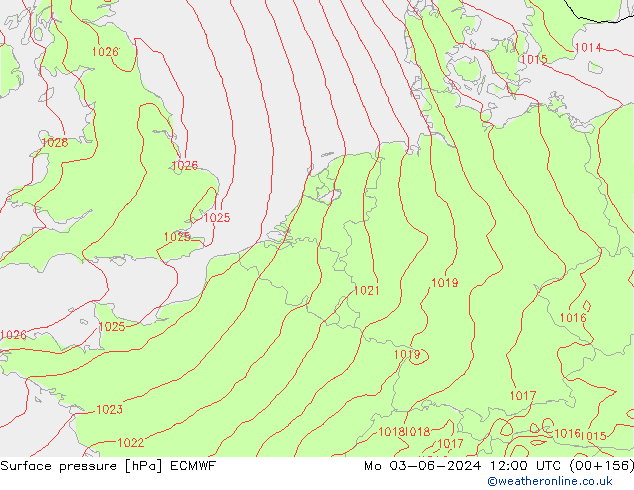 Pressione al suolo ECMWF lun 03.06.2024 12 UTC