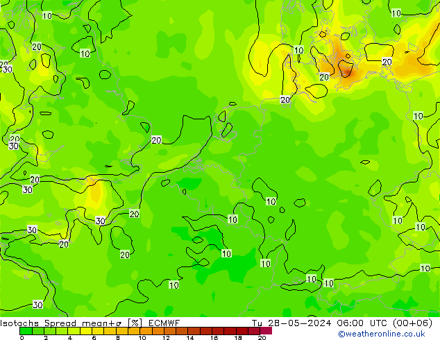 Isotachs Spread ECMWF mar 28.05.2024 06 UTC