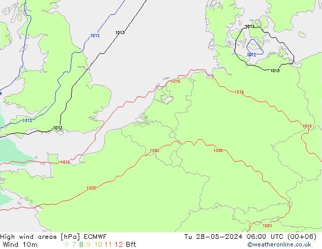 Windvelden ECMWF di 28.05.2024 06 UTC