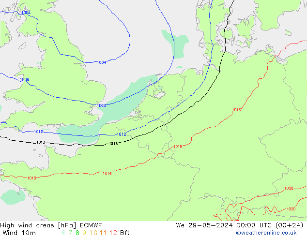 High wind areas ECMWF mié 29.05.2024 00 UTC