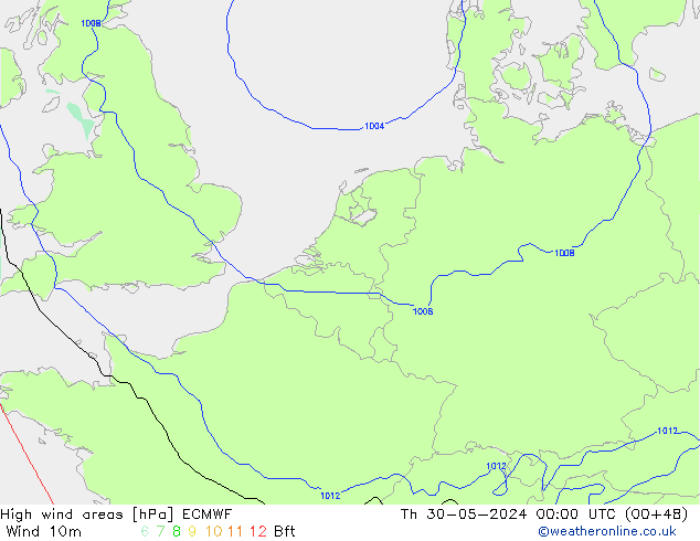 yüksek rüzgarlı alanlar ECMWF Per 30.05.2024 00 UTC