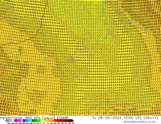 Height/Temp. 850 hPa ECMWF Tu 28.05.2024 12 UTC