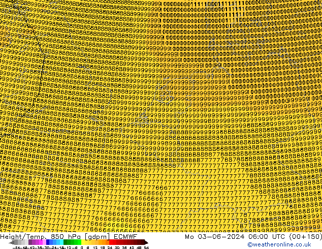 Height/Temp. 850 hPa ECMWF lun 03.06.2024 06 UTC