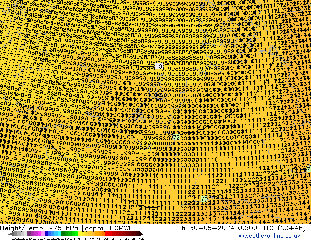 Height/Temp. 925 hPa ECMWF Th 30.05.2024 00 UTC