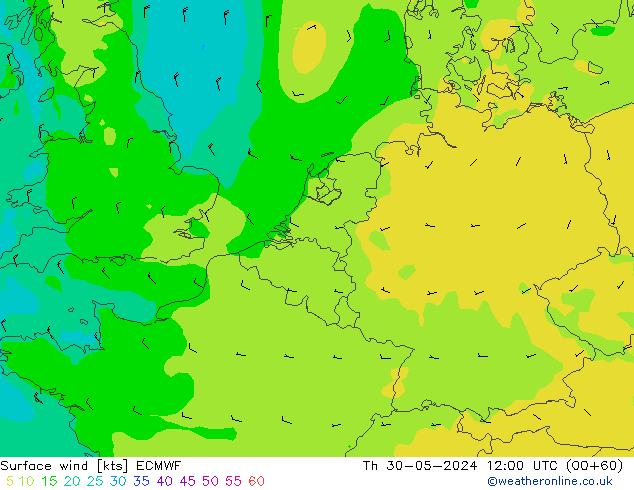 Bodenwind ECMWF Do 30.05.2024 12 UTC