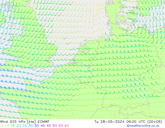 Wind 925 hPa ECMWF di 28.05.2024 06 UTC