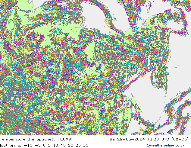 température 2m Spaghetti ECMWF mer 29.05.2024 12 UTC