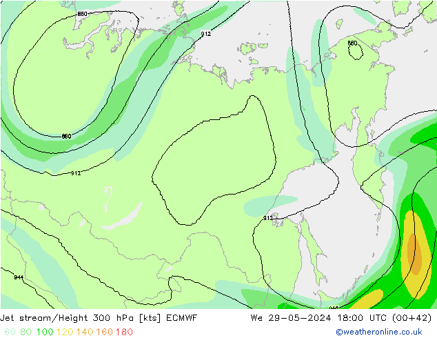 Jet stream ECMWF Qua 29.05.2024 18 UTC