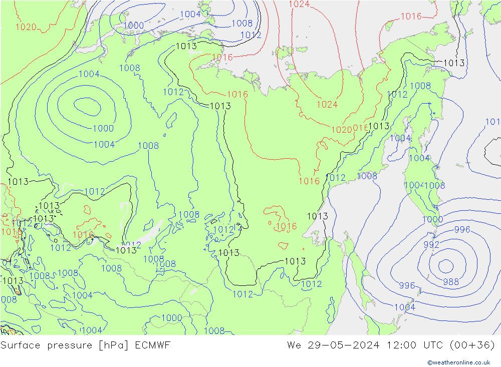 ciśnienie ECMWF śro. 29.05.2024 12 UTC