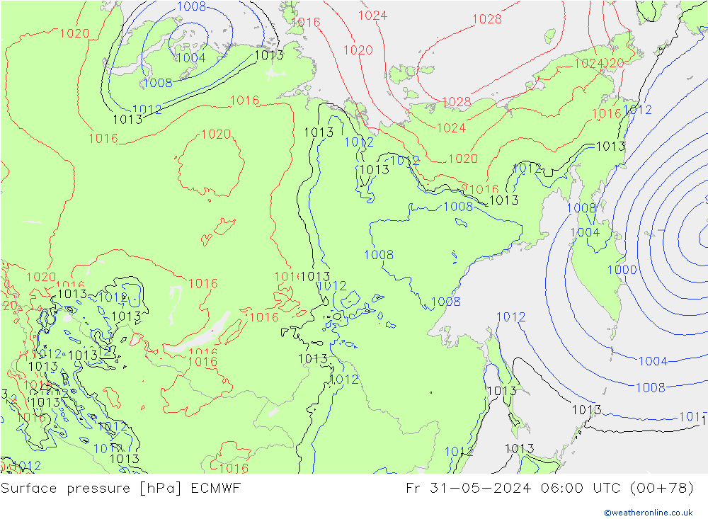 ciśnienie ECMWF pt. 31.05.2024 06 UTC