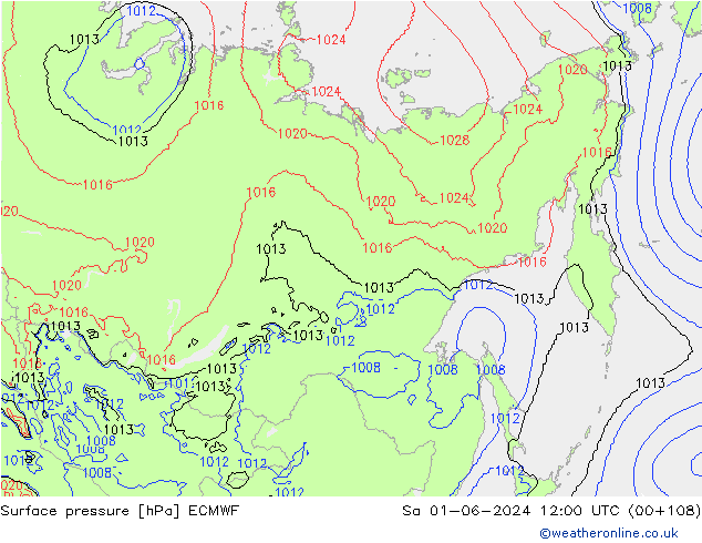 ciśnienie ECMWF so. 01.06.2024 12 UTC