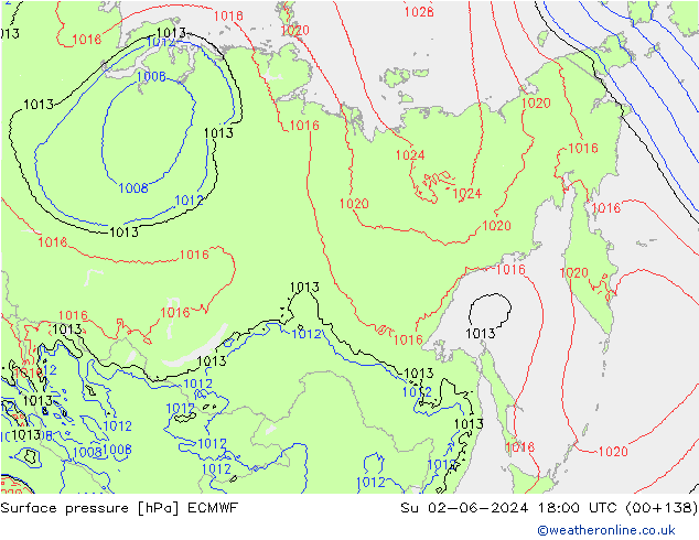 приземное давление ECMWF Вс 02.06.2024 18 UTC