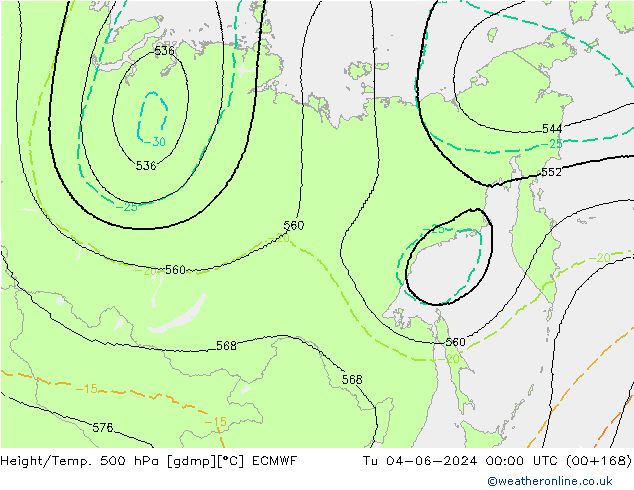 Yükseklik/Sıc. 500 hPa ECMWF Sa 04.06.2024 00 UTC