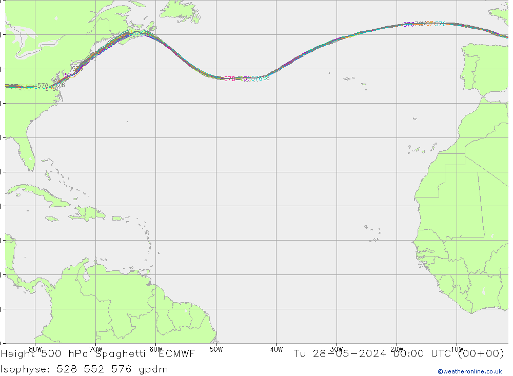 Height 500 hPa Spaghetti ECMWF Ter 28.05.2024 00 UTC