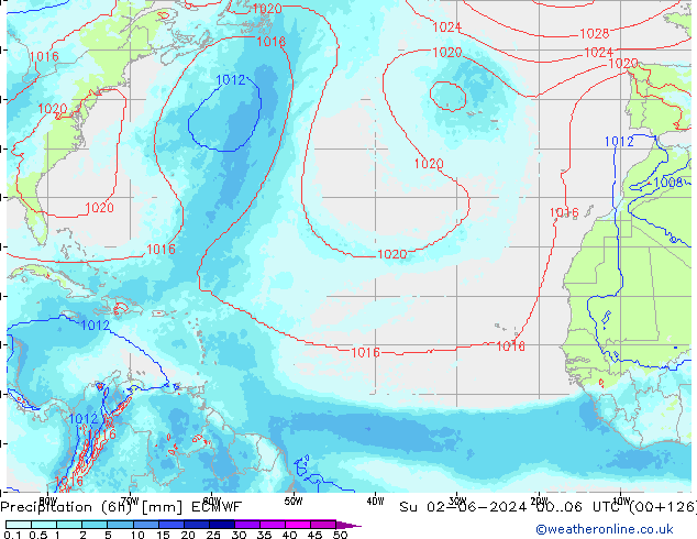 Precipitation (6h) ECMWF Ne 02.06.2024 06 UTC