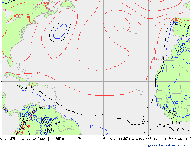 pressão do solo ECMWF Sáb 01.06.2024 18 UTC