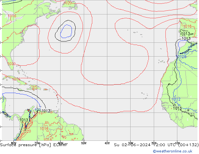 Yer basıncı ECMWF Paz 02.06.2024 12 UTC