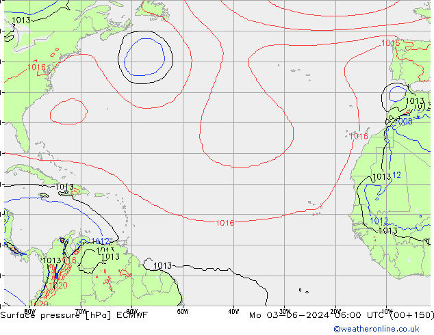 Pressione al suolo ECMWF lun 03.06.2024 06 UTC