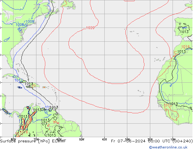 Luchtdruk (Grond) ECMWF vr 07.06.2024 00 UTC