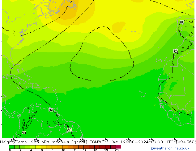 Height/Temp. 925 hPa ECMWF We 12.06.2024 00 UTC