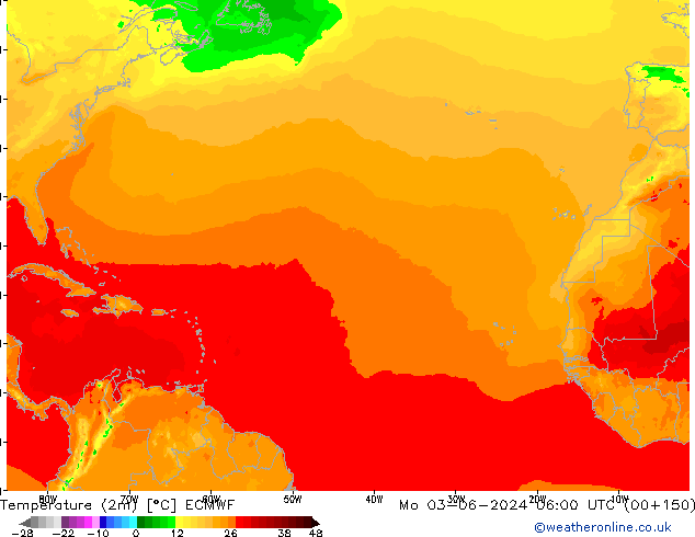 Temperature (2m) ECMWF Mo 03.06.2024 06 UTC